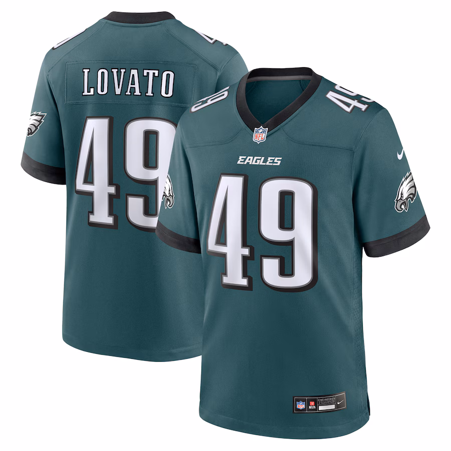 Men's Philadelphia Eagles Rick Lovato Nike Midnight Green Team Game Jersey - Ujersey NFL Shop