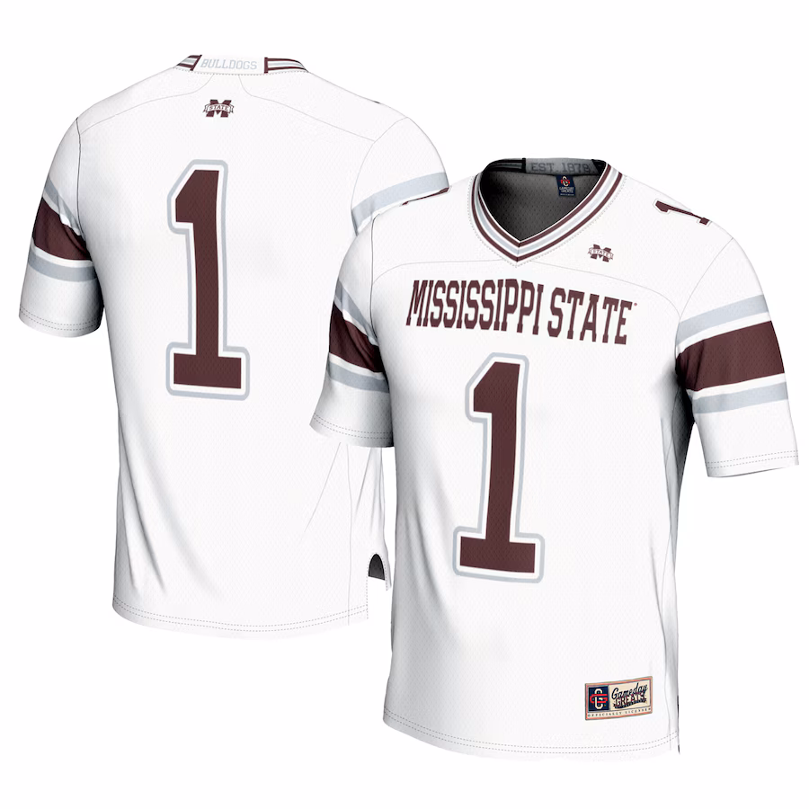 Men's GameDay Greats #1 White Mississippi State Bulldogs Football Jersey - Ujersey NFL Shop