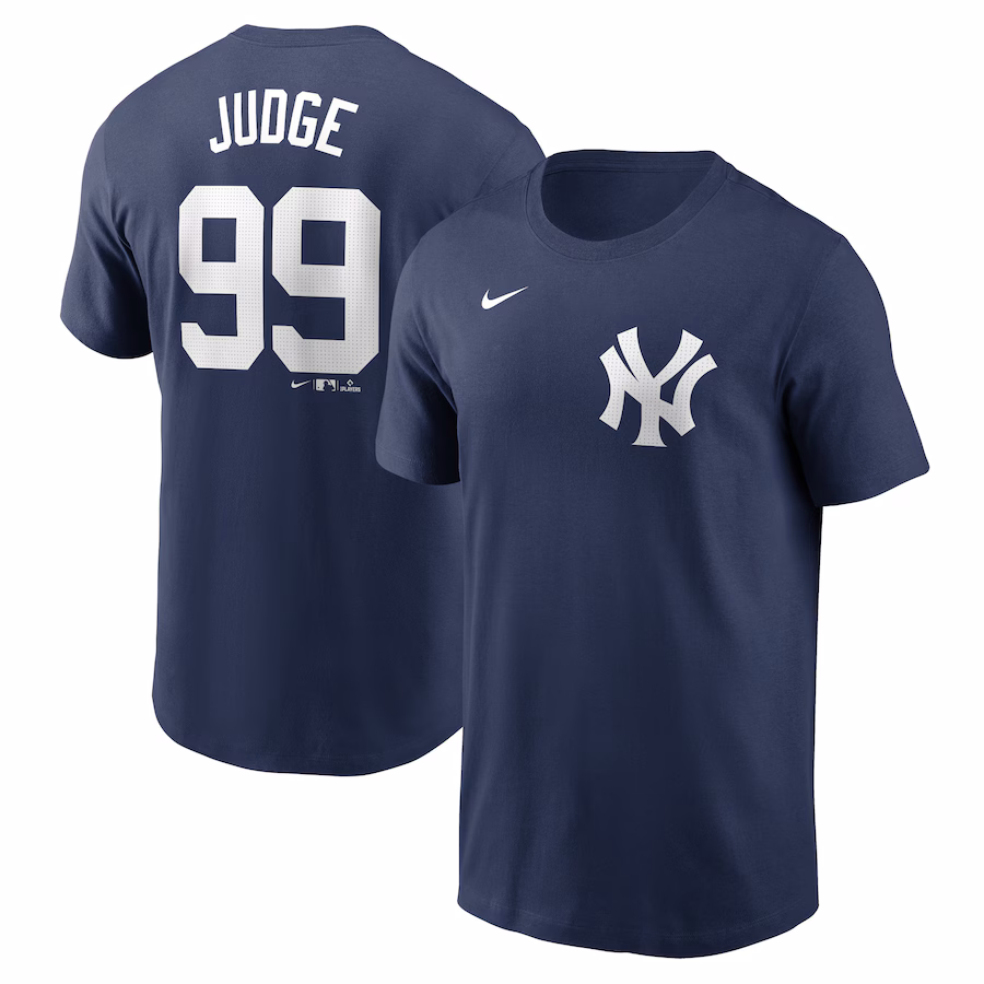 Men's New York Yankees Aaron Judge Nike Navy Fuse Name & Number T-Shirt - Ujersey