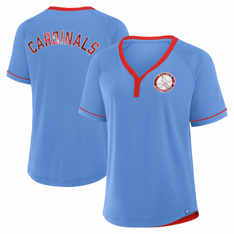 Women's St. Louis Cardinals Fanatics Light Blue Cooperstown Collection League Diva V-Neck T-Shirt - Ujersey