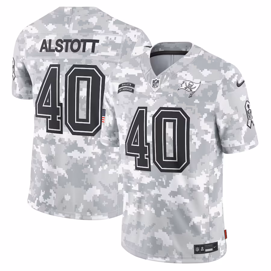 Men's Tampa Bay Buccaneers Mike Alstott Nike Arctic Camo 2024 Salute to Service Retired Player Limited Jersey - Ujersey NFL Shop