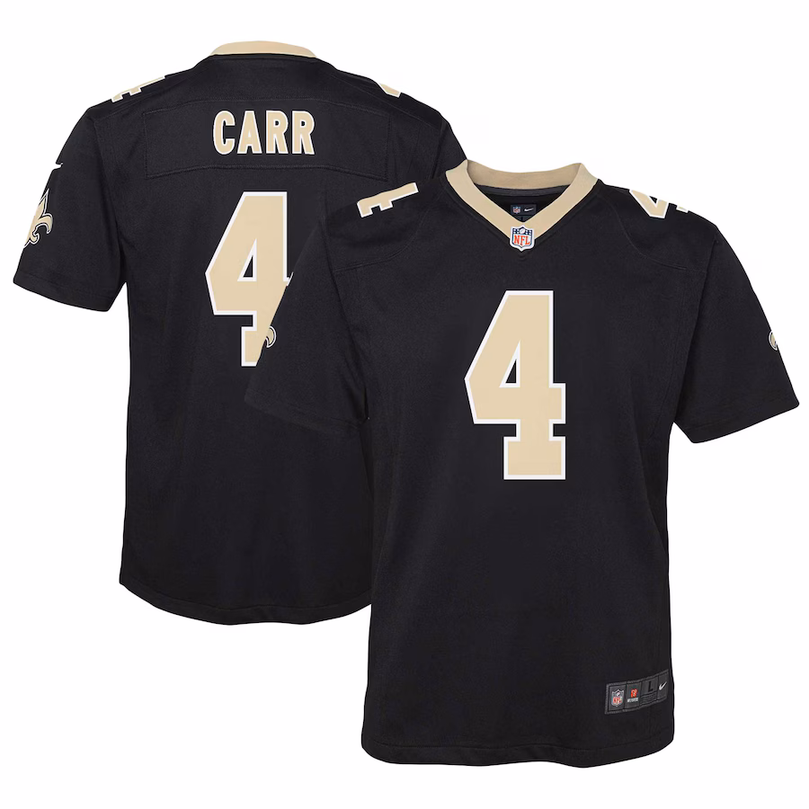 Youth New Orleans Saints Derek Carr Nike Black Game Jersey - Ujersey NFL Shop