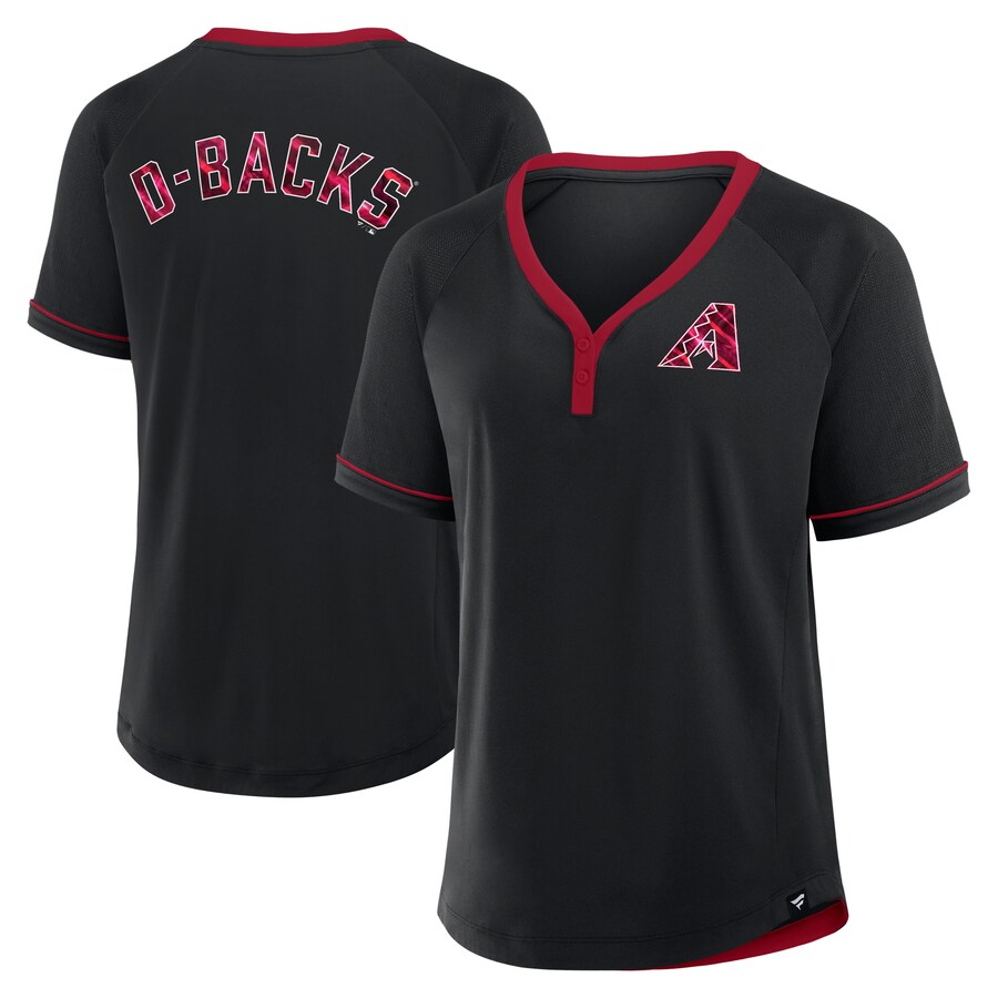 Women's Arizona Diamondbacks Fanatics Black League Diva Star Raglan V-Neck T-Shirt - Ujersey NFL Shop