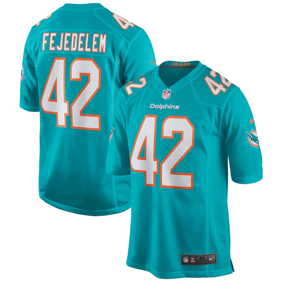 Men's Miami Dolphins Clayton Fejedelem Nike Aqua Game Jersey - Ujersey NFL Shop