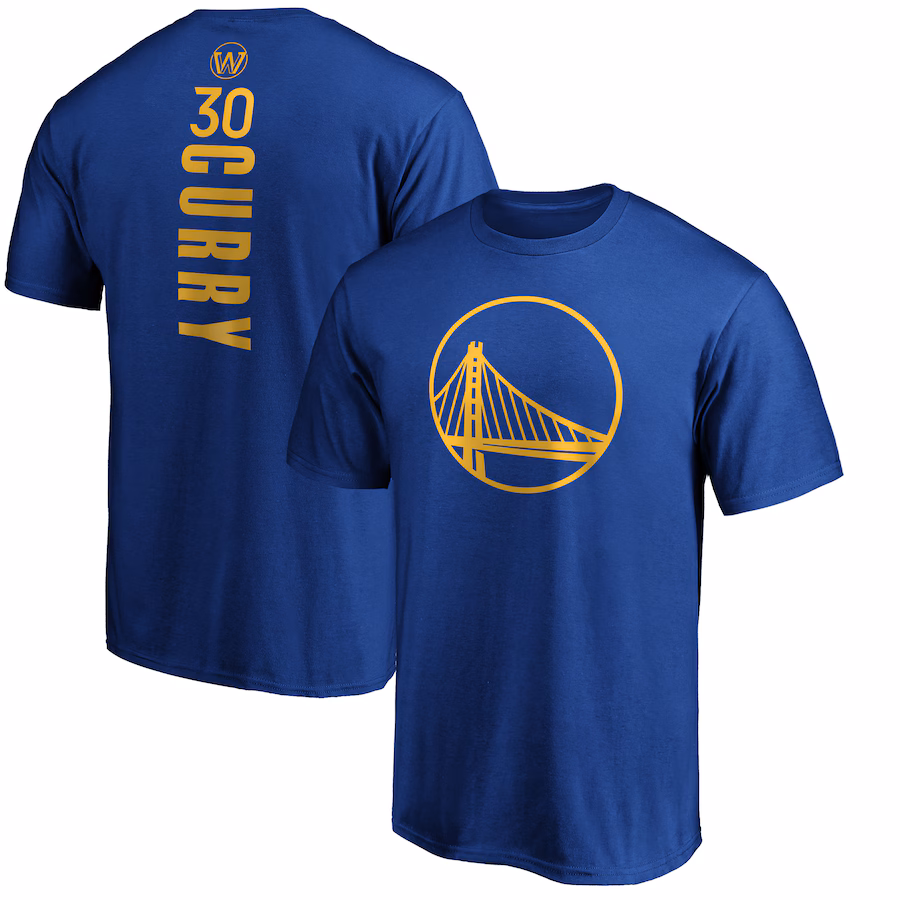 Men's Golden State Warriors Stephen Curry Royal Playmaker Name & Number Team T-Shirt - Ujersey