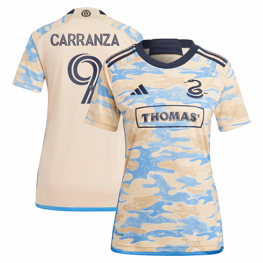 Women's Philadelphia Union Julian Carranza adidas Tan 2024 For Philly Replica Player Jersey - Ujersey NFL Shop