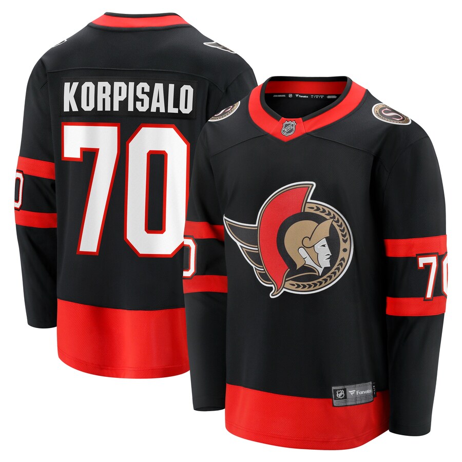 Men's Ottawa Senators Joonas Korpisalo Fanatics Branded Black Home Breakaway Jersey - Ujersey NFL Shop