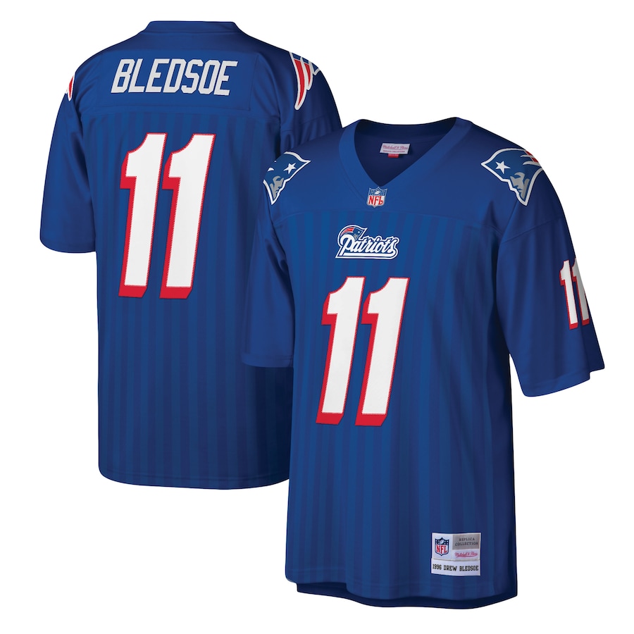 Men's New England Patriots Drew Bledsoe Mitchell & Ness Royal Legacy Replica Jersey - Ujersey NFL Shop