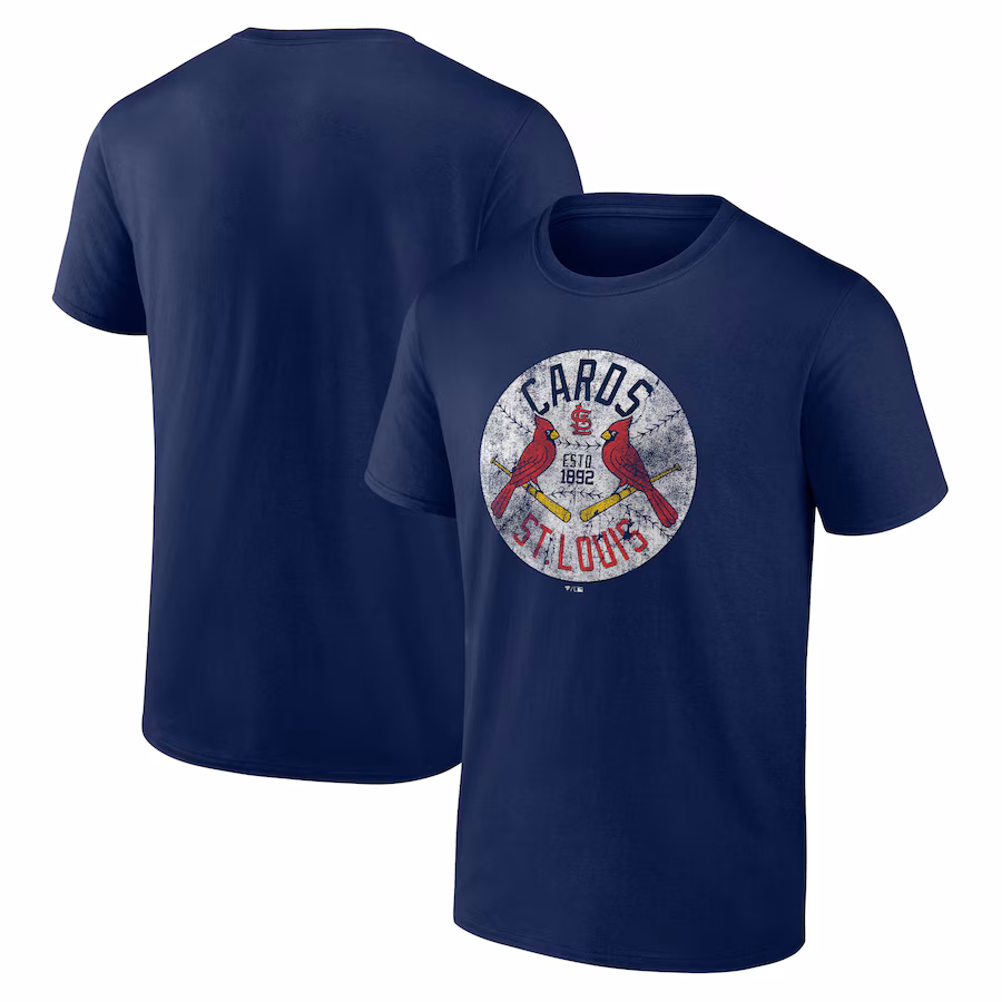 Men's St. Louis Cardinals Navy Hometown Collection Vintage Cards T-Shirt - Ujersey