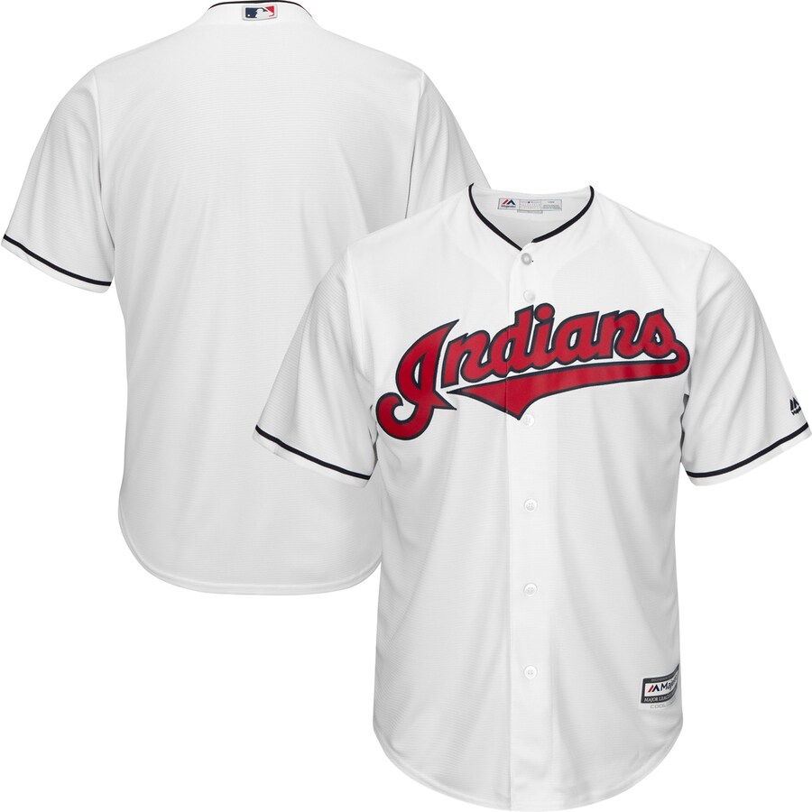 Men's Cleveland Indians Majestic White Home Cool Base Jersey - Ujersey