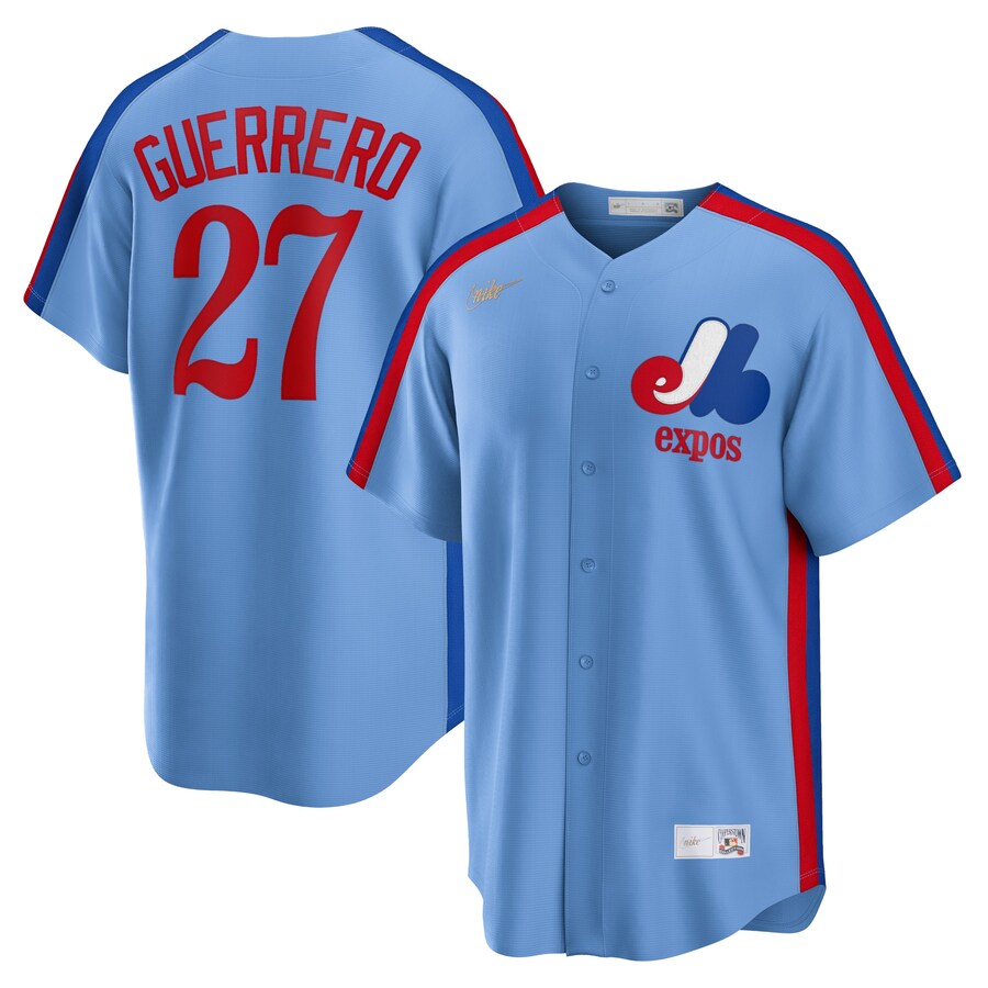Men's Montreal Expos Vladimir Guerrero Nike Powder Blue Road Cooperstown Collection Player Jersey - Ujersey