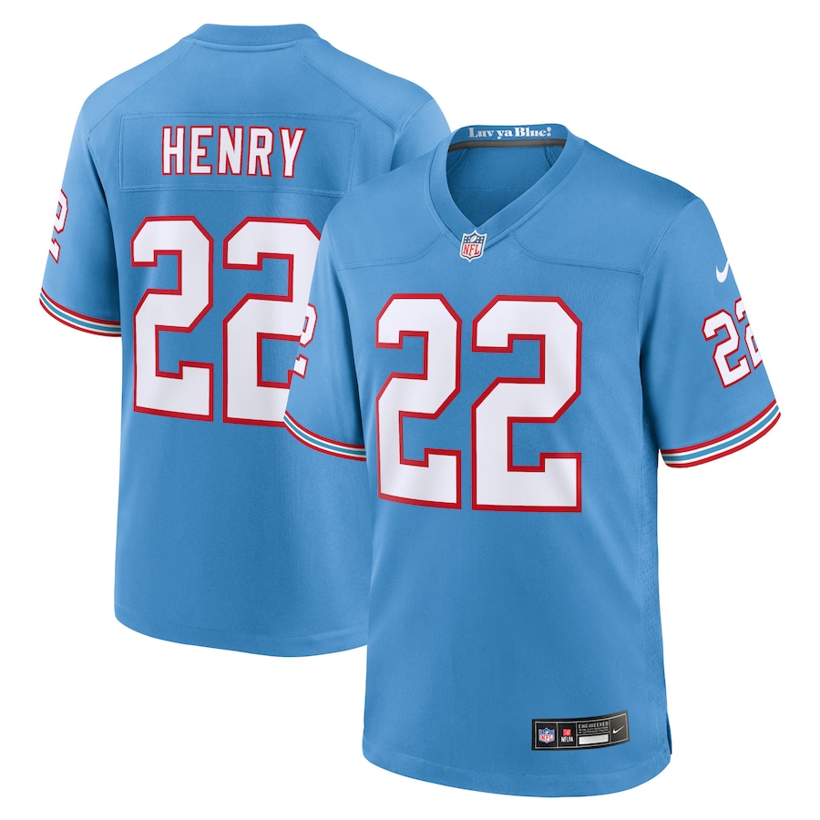 Men's Tennessee Titans Derrick Henry Nike Light Blue Oilers Throwback Alternate Game Player Jersey - Ujersey NFL Shop