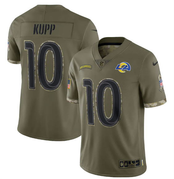 Men's Los Angeles Rams #10 Cooper Kupp 2022 Olive Salute To Service Limited Stitched Jersey - Ujersey NFL Shop