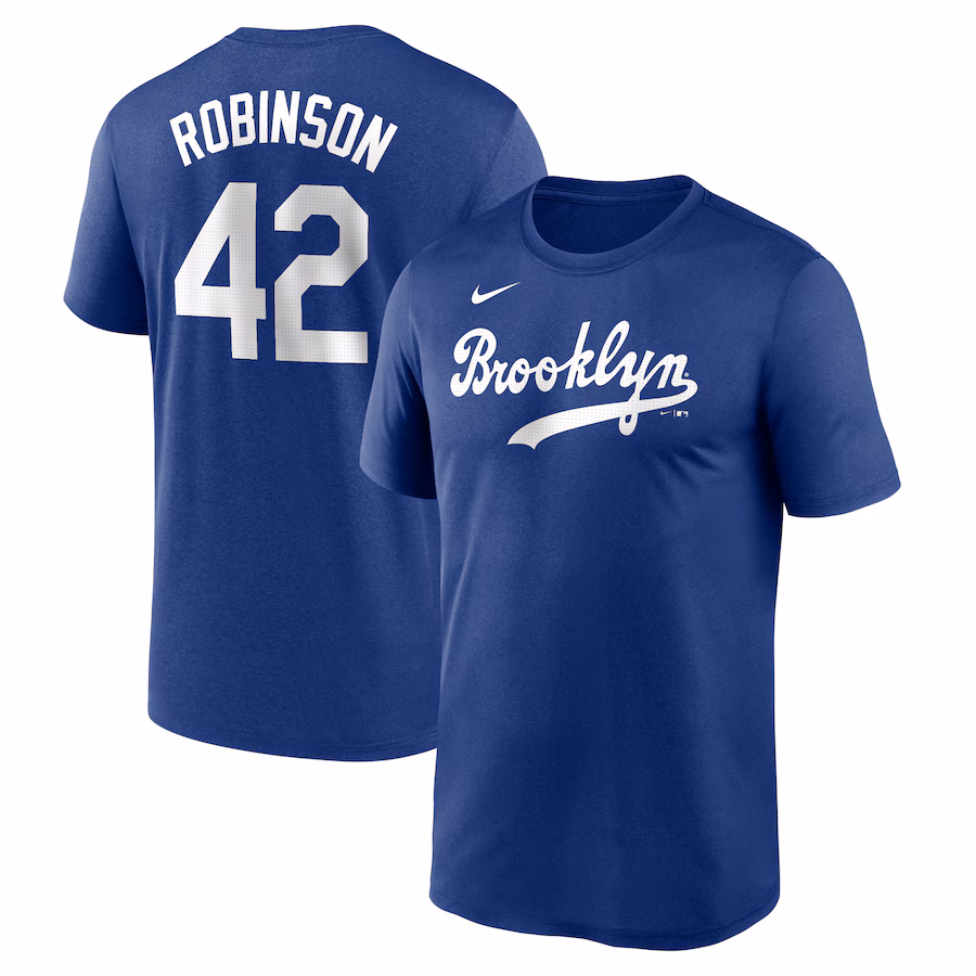 Men's Brooklyn Dodgers Jackie Robinson Nike Royal Legend Name and Number Home T-Shirt - Ujersey