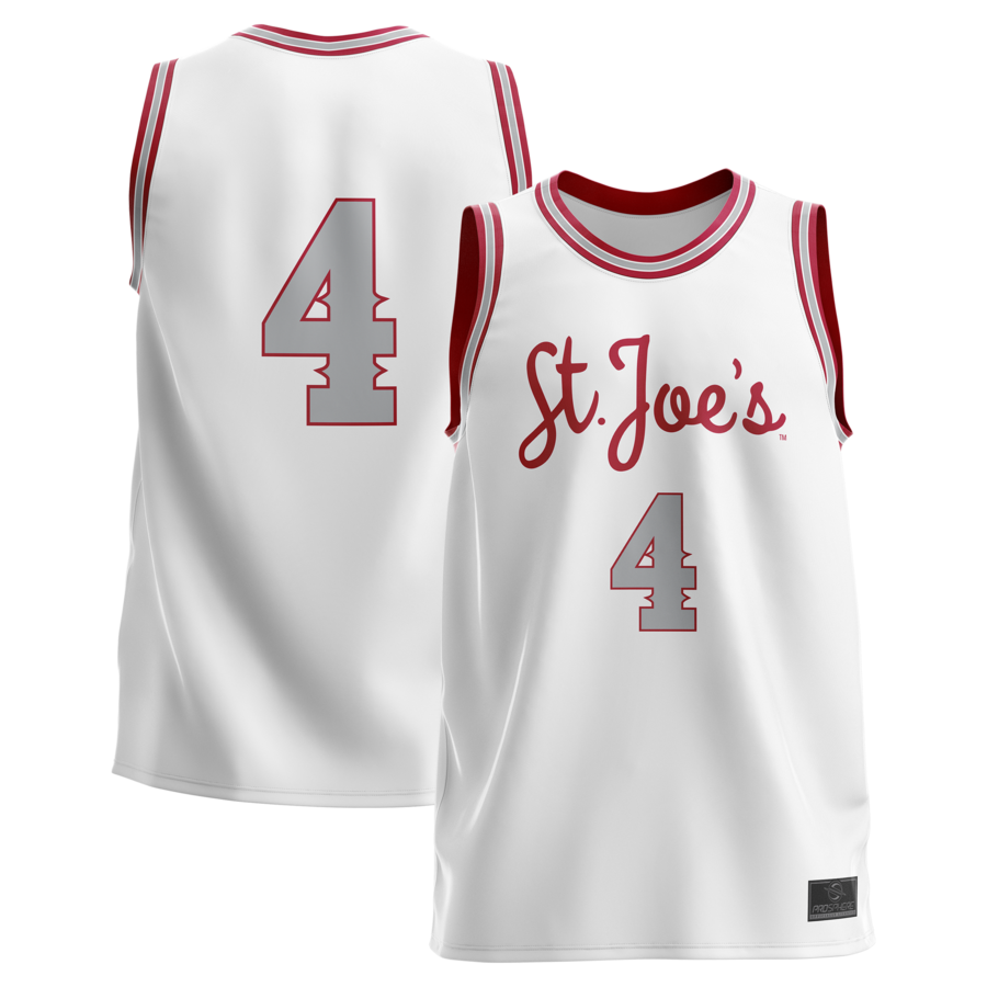 #4 Saint Joseph's Hawks ProSphere Youth Lightweight Basketball Fashion Jersey - White - Ujersey