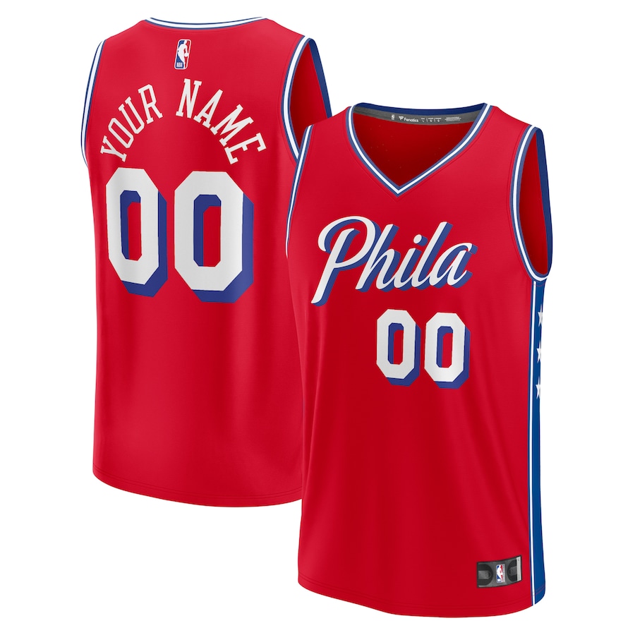 Men's Philadelphia 76ers  Fanatics Red Fast Break Custom Jersey - Statement Edition - Ujersey NFL Shop