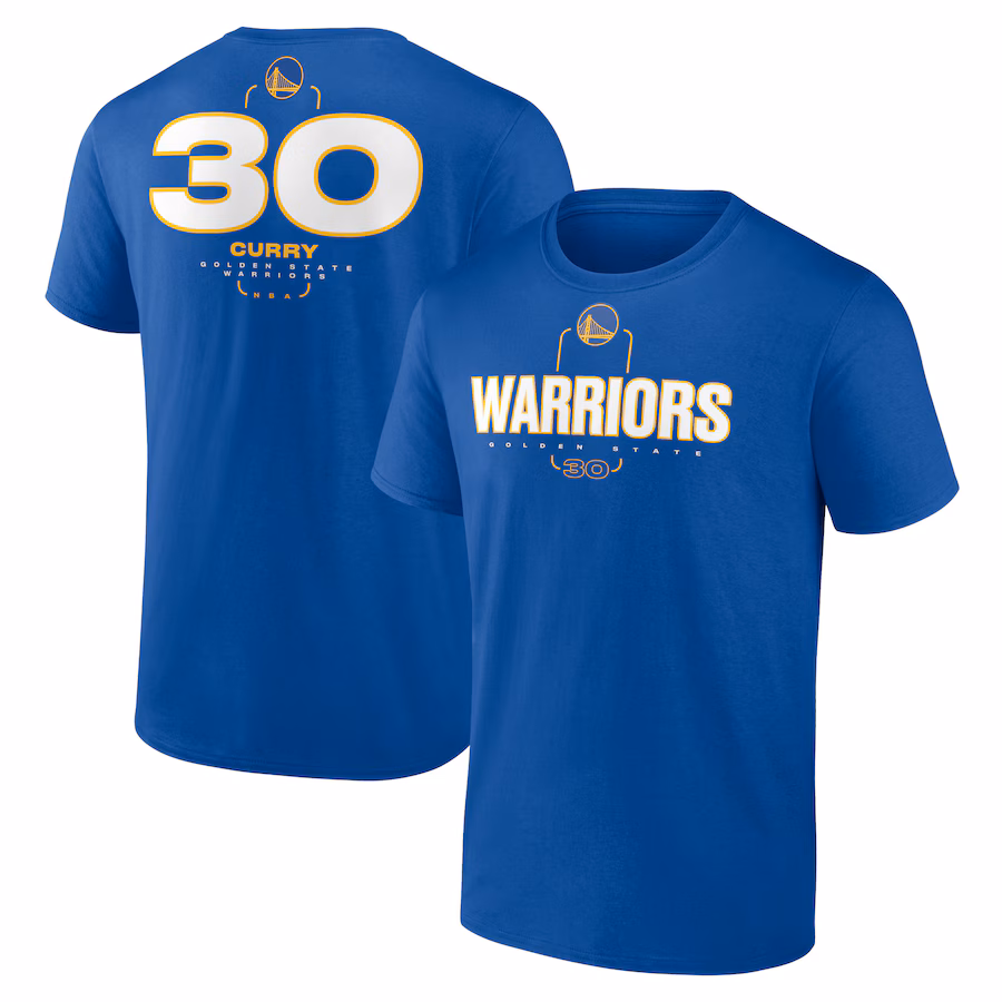 Men's Golden State Warriors Stephen Curry Royal Behind The Back Name & Number T-Shirt - Ujersey NFL Shop