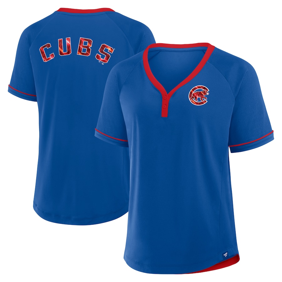 Women's Chicago Cubs Fanatics Royal League Diva Star Raglan V-Neck T-Shirt - Ujersey NFL Shop