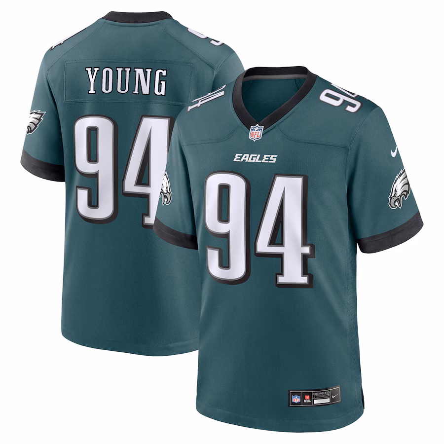 Men's Philadelphia Eagles Byron Young Nike Midnight Green Team Game Jersey - Ujersey NFL Shop