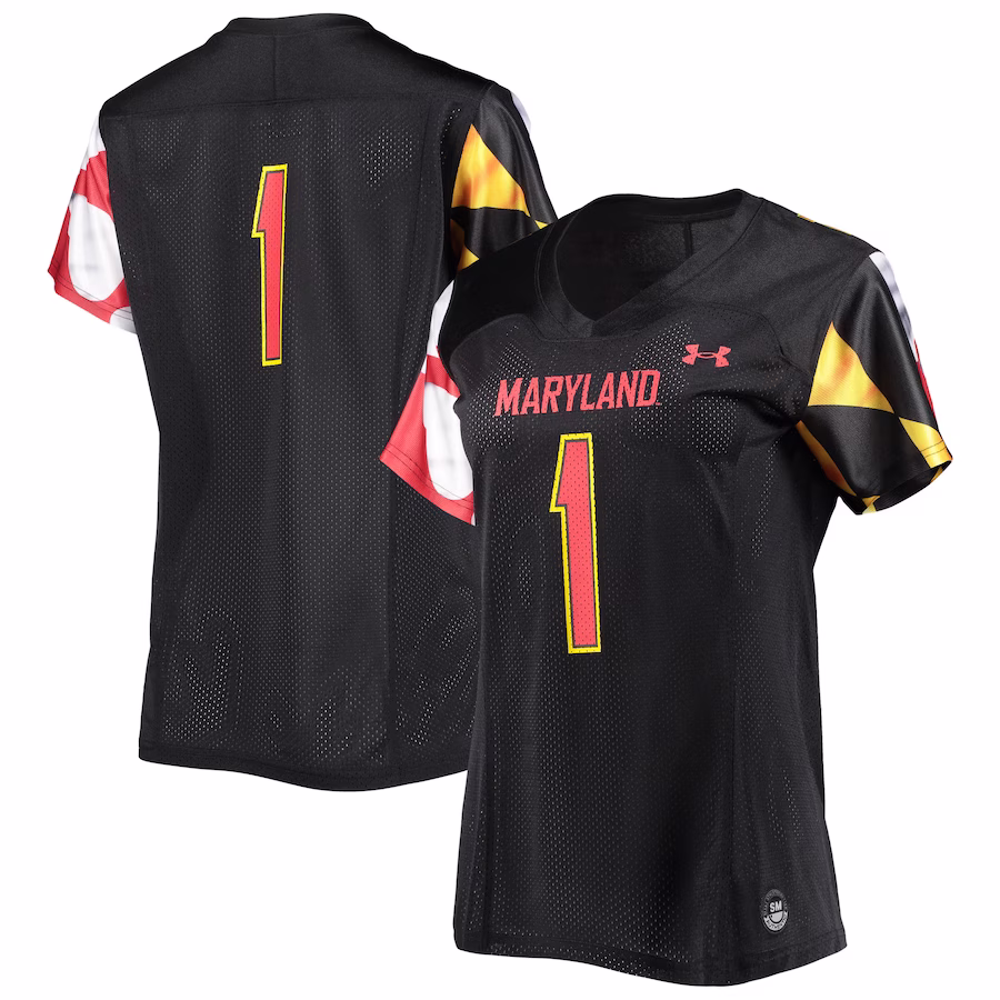 #1 Maryland Terrapins Under Armour Women's Replica Jersey - Black - Ujersey NFL Shop