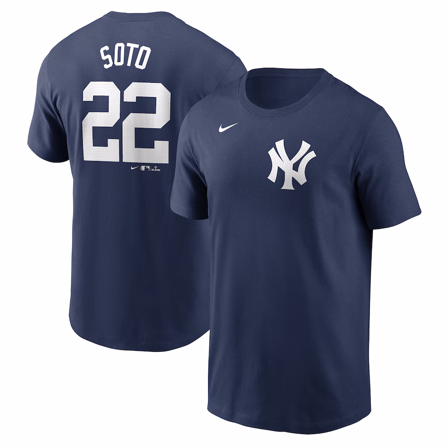 Men's New York Yankees Juan Soto Nike Navy 2024 Fuse Name & Number T-Shirt - Ujersey