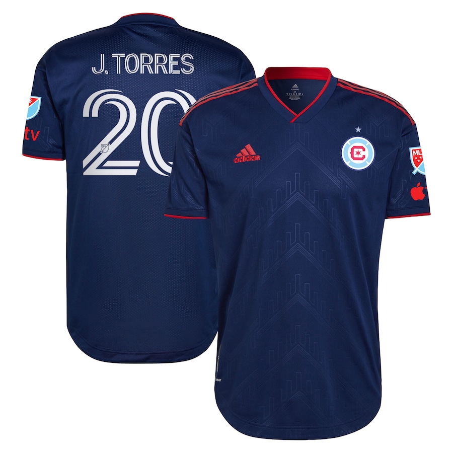 Men's Chicago Fire Jairo Torres adidas Blue 2023 Water Tower Kit Authentic Player Jersey - Ujersey NFL Shop