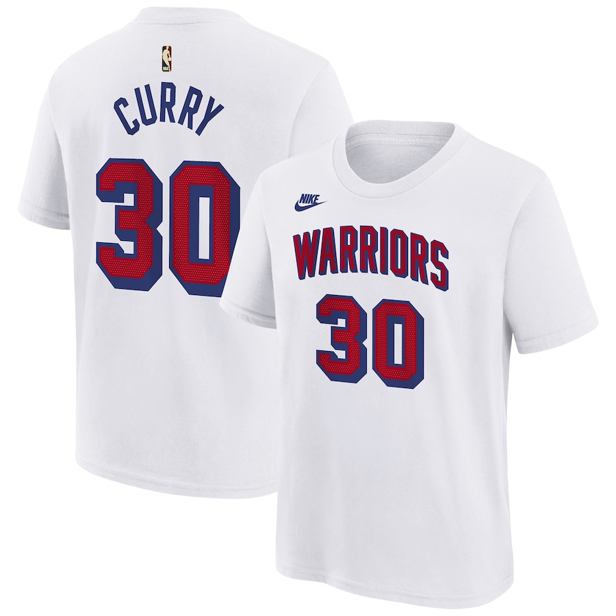 Youth Golden State Warriors Stephen Curry Nike White Classic Edition Name & Number T-Shirt - Ujersey