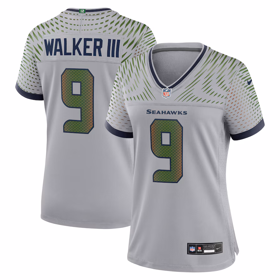 Women's Seattle Seahawks Kenneth Walker III Nike Wolf Gray 2025 Rivalries Collection Game Jersey - Ujersey NFL Shop