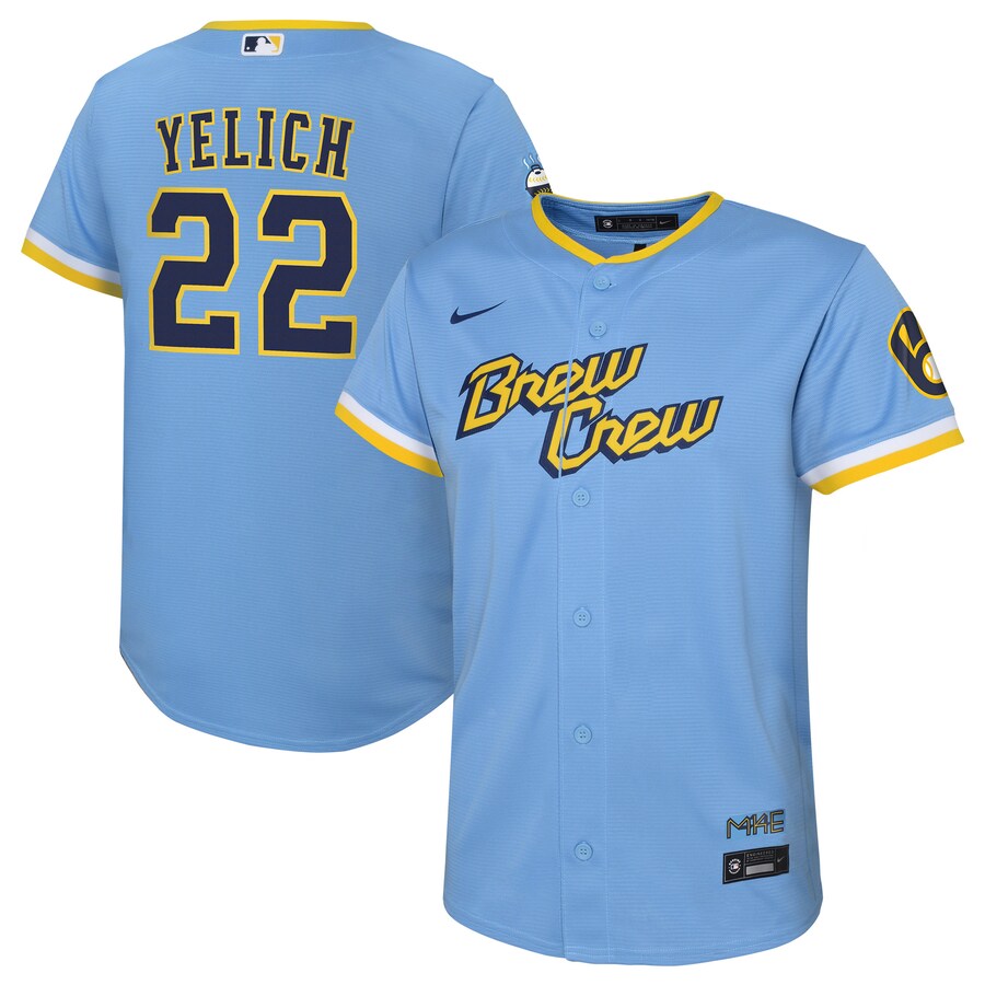 Youth Milwaukee Brewers Christian Yelich Nike Powder Blue City Connect Replica Player Jersey - Ujersey