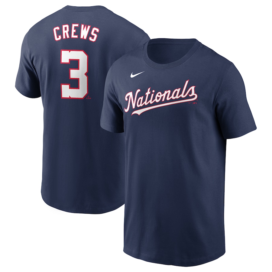 Men's Washington Nationals Dylan Crews Nike Navy Fuse Name & Number T-Shirt - Ujersey