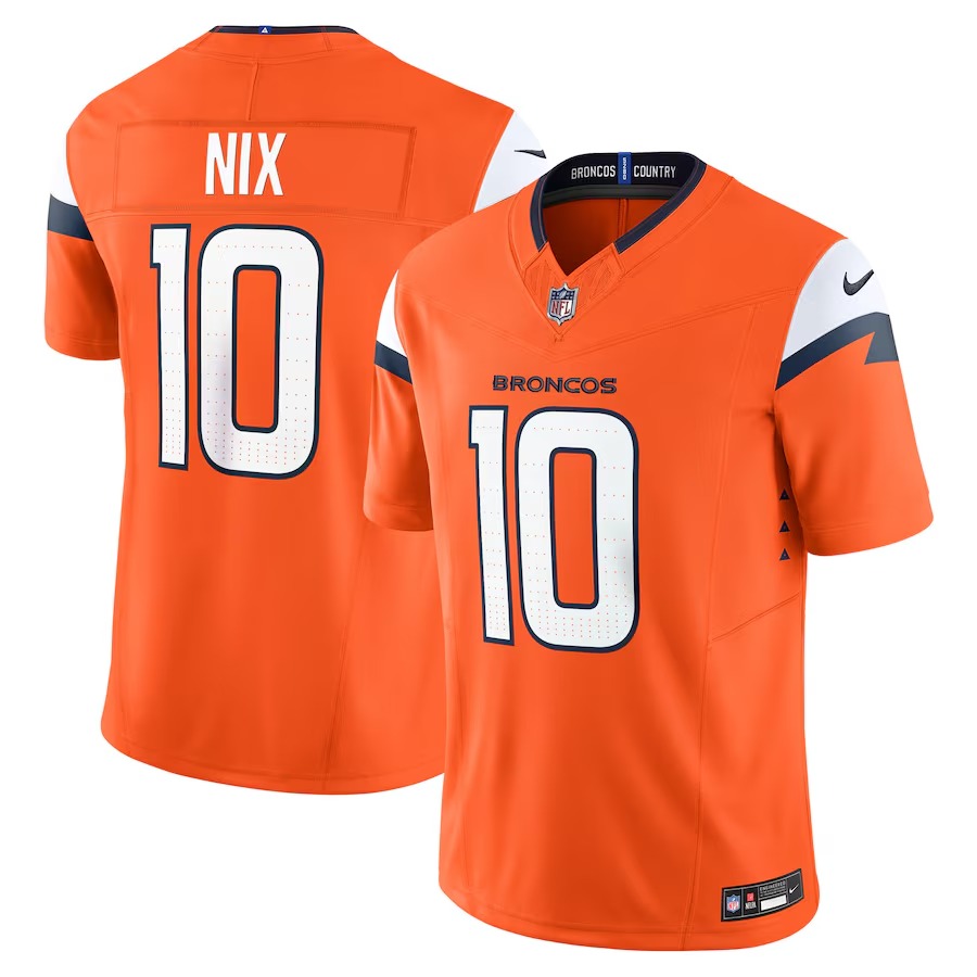 Men's Denver Broncos Bo Nix Nike Orange Vapor F.U.S.E. Limited Jersey - Ujersey NFL Shop