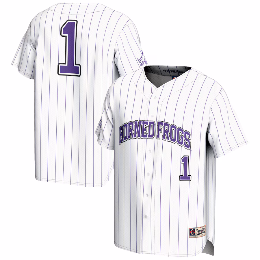 Men's GameDay Greats #1 White TCU Horned Frogs Lightweight Baseball Jersey - Ujersey NFL Shop