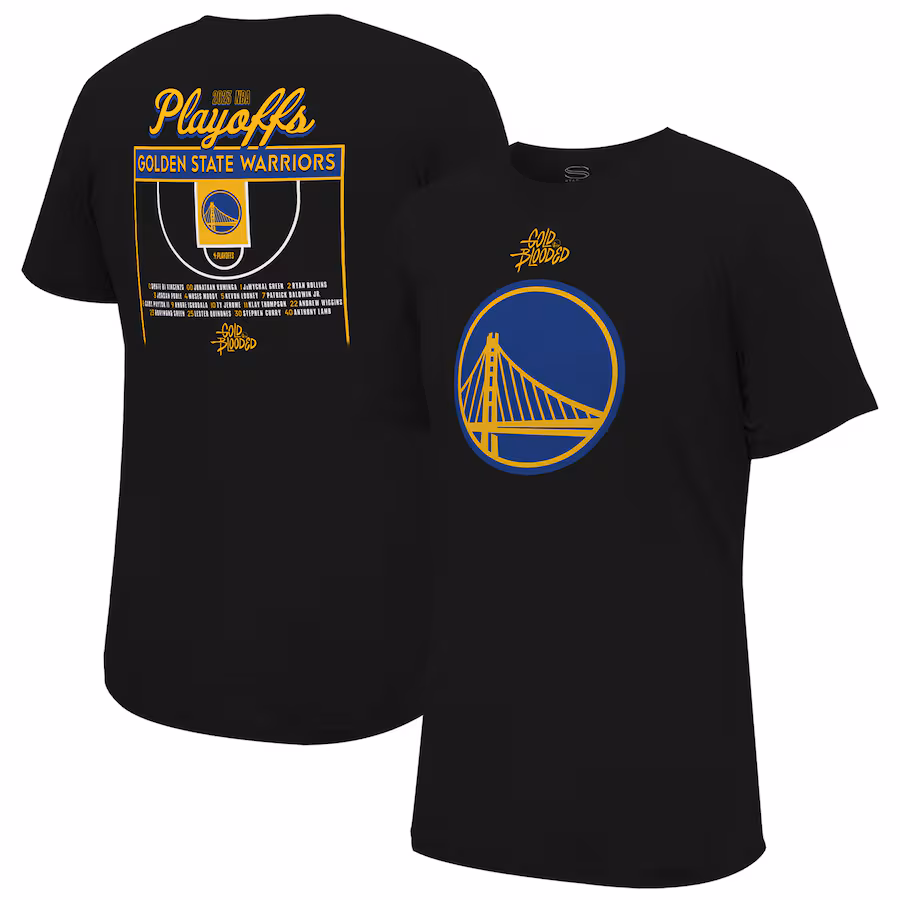 Unisex Golden State Warriors  Stadium Essentials Black 2023 NBA Playoffs Roster T-Shirt - Ujersey