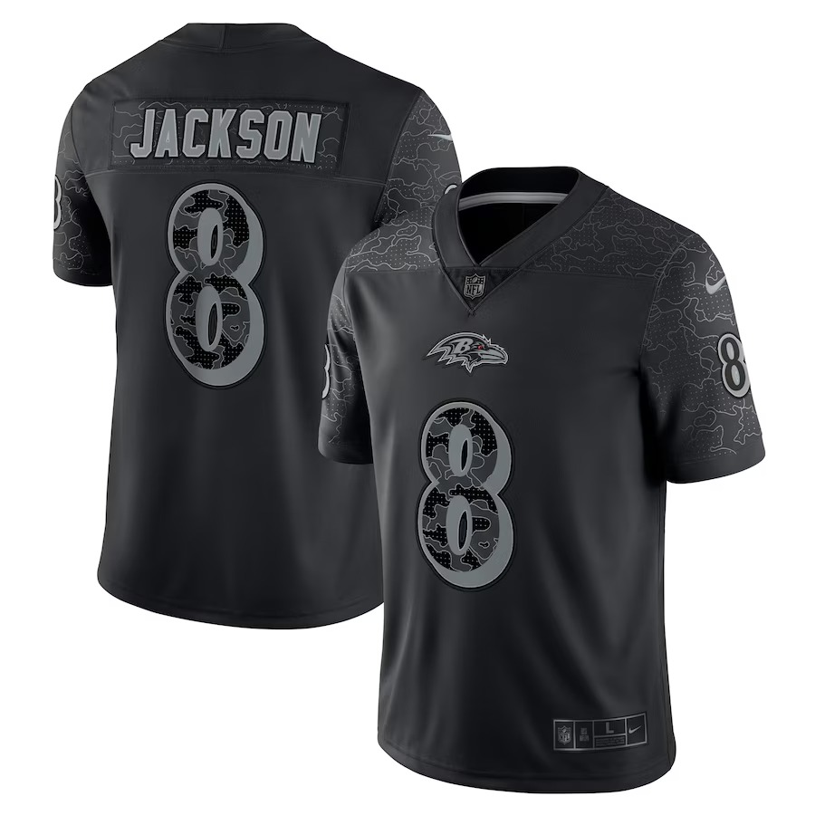 Men's Baltimore Ravens Lamar Jackson Nike Black RFLCTV Limited Jersey - Ujersey NFL Shop