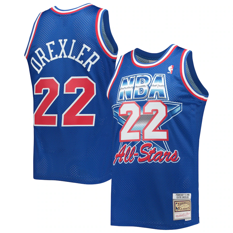 Men's Western Conference Clyde Drexler Mitchell & Ness Royal Hardwood Classics 1992 NBA All-Star Game Swingman Jersey - Ujersey NFL Shop