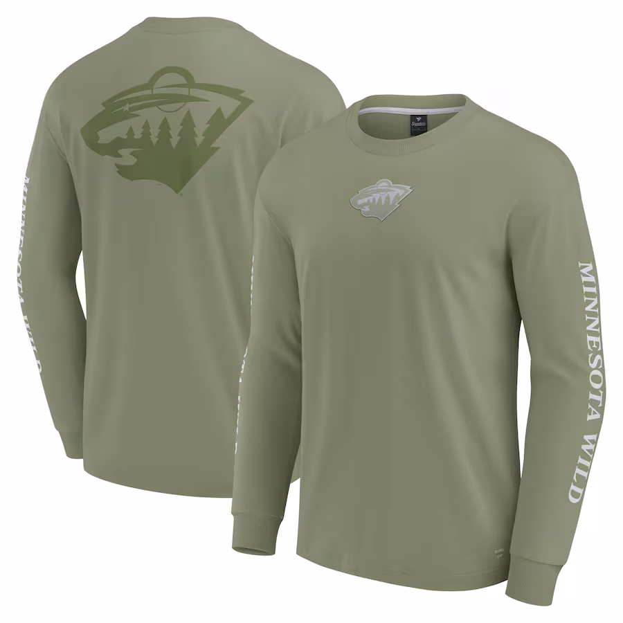 Men's Minnesota Wild Fanatics Olive Elements Strive Long Sleeve T-Shirt - Ujersey NFL Shop