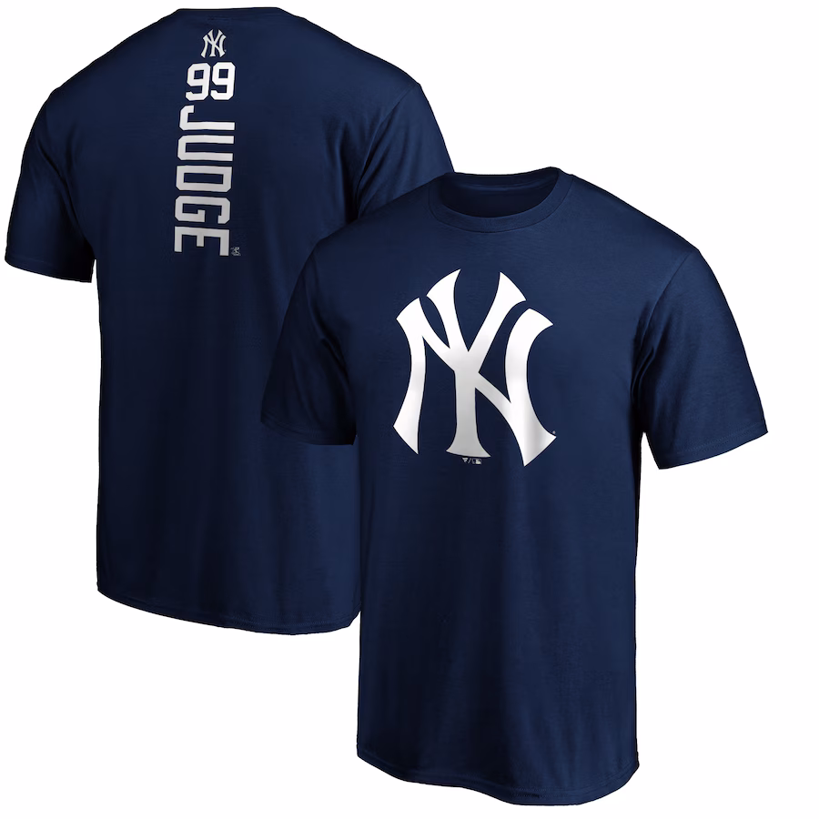 Men's New York Yankees Aaron Judge Navy Playmaker Name & Number T-Shirt - Ujersey