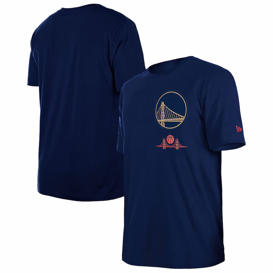 Men's Golden State Warriors  New Era Navy 2024/25 City Edition Chenille Heavyweight T-Shirt - Ujersey