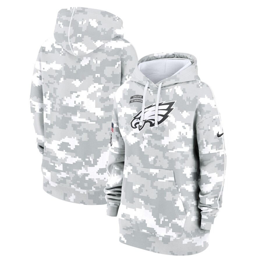 Women's Philadelphia Eagles Nike Arctic Camo 2024 Salute To Service Club Fleece Pullover Hoodie - Ujersey NFL Shop