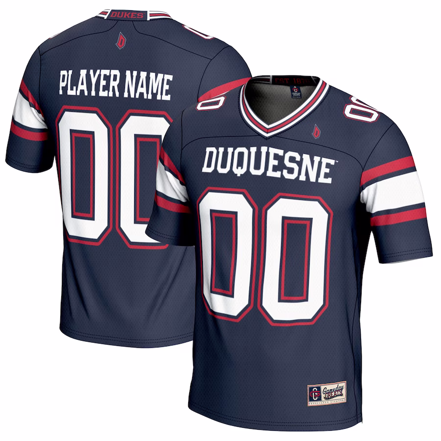 Duquesne Dukes GameDay Greats NIL Pick-A-Player Football Jersey - Navy - Ujersey