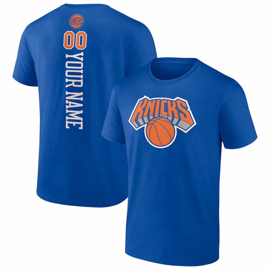 Men's New York Knicks Blue Personalized Playmaker Team T-Shirt - Ujersey