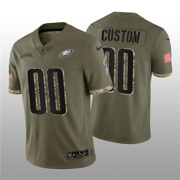 Men's Philadelphia Eagles ACTIVE PLAYER Custom 2022 Olive Salute To Service Limited Stitched Jersey - Ujersey NFL Shop