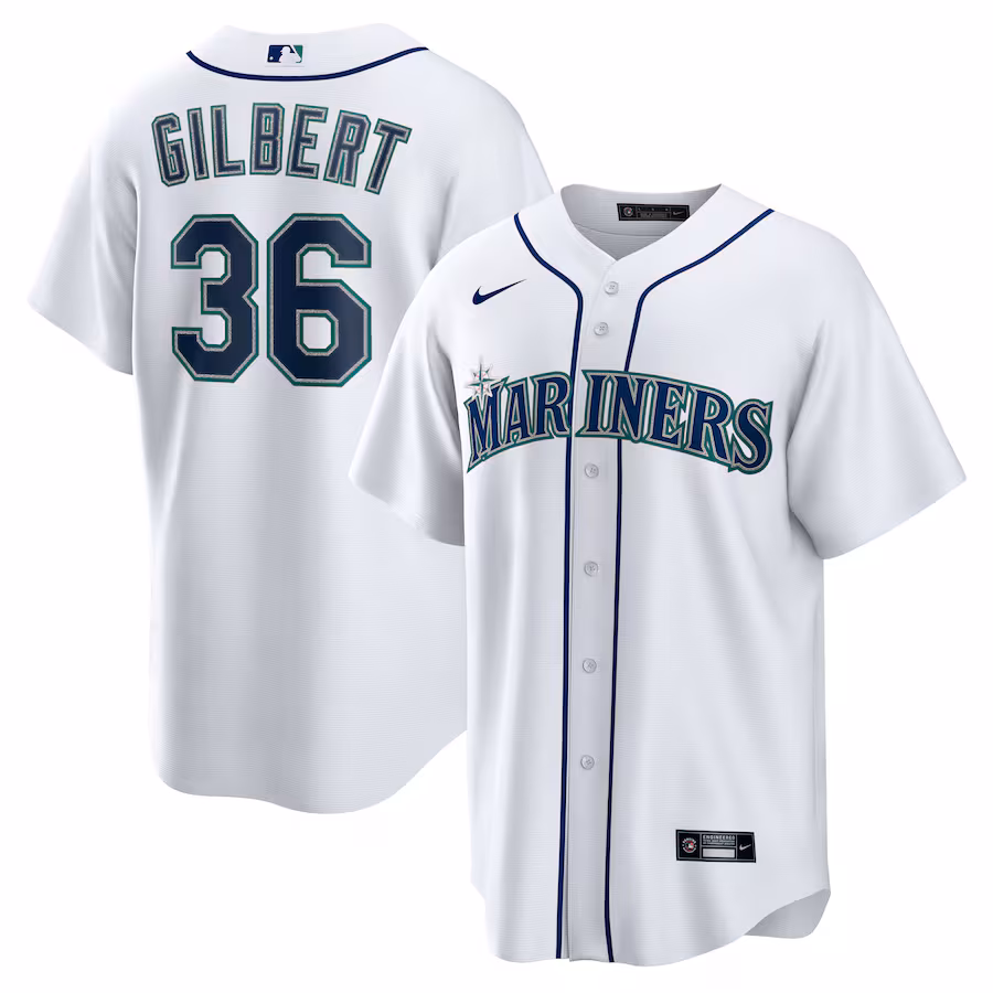 Men's Seattle Mariners Logan Gilbert Nike White Home Replica Jersey - Ujersey NFL Shop