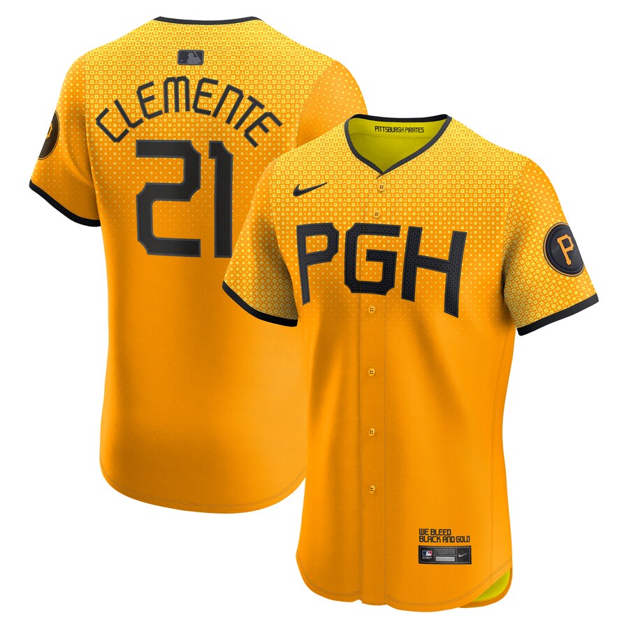 Men's Pittsburgh Pirates Roberto Clemente Nike Gold City Connect Elite Player Jersey - Ujersey NFL Shop