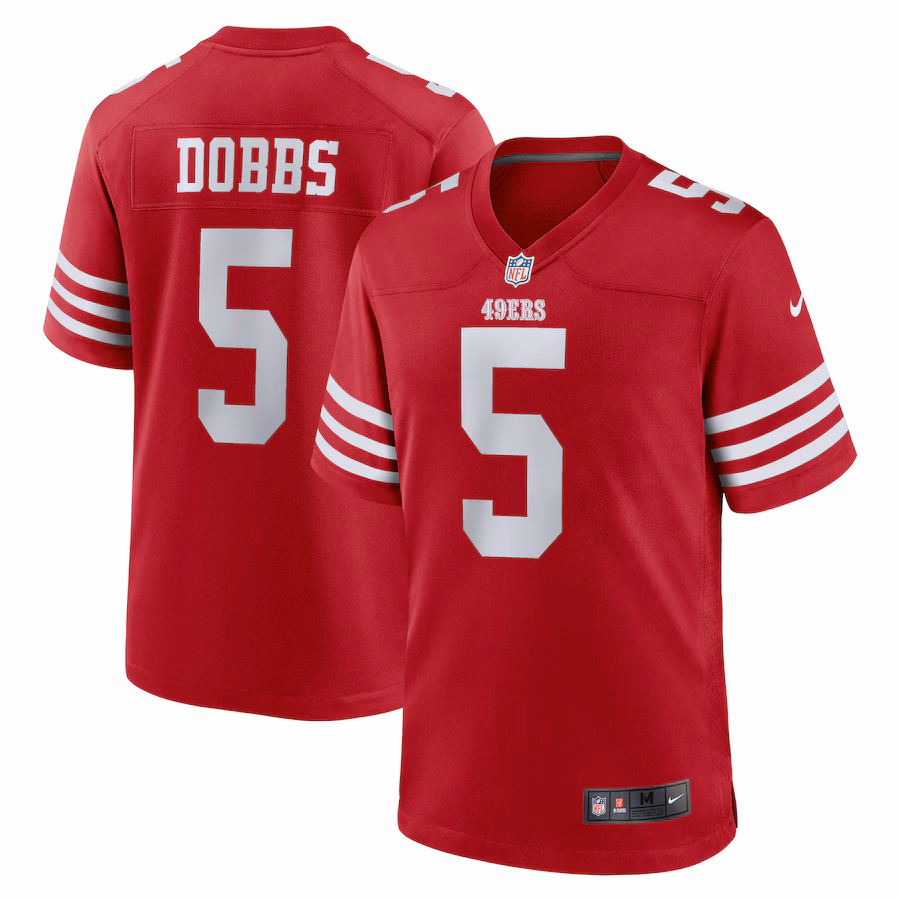 Men's San Francisco 49ers Joshua Dobbs Nike  Scarlet Team Game Jersey - Ujersey NFL Shop