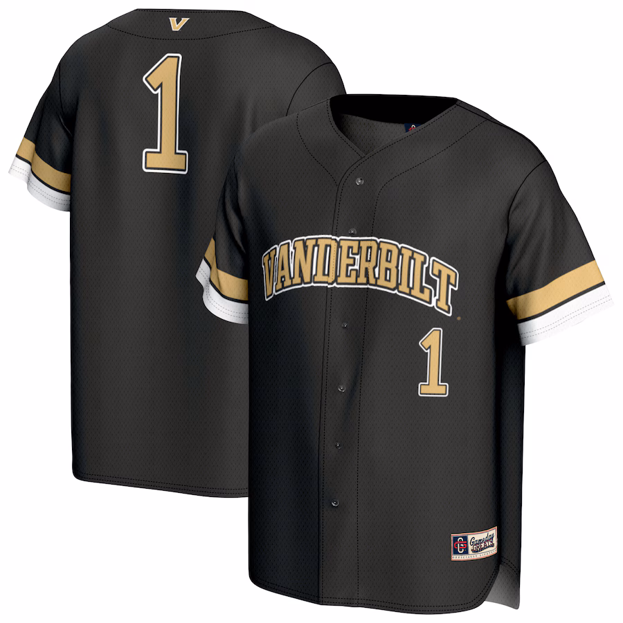 Unisex GameDay Greats #1 Black Vanderbilt Commodores Lightweight Collegiate Baseball Fashion Jersey - Ujersey NFL Shop