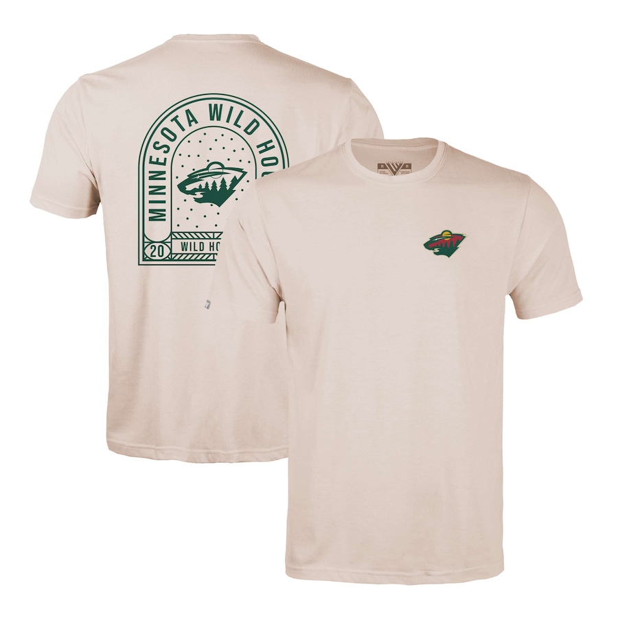 Men's Minnesota Wild Levelwear Khaki Richmond Stained Glass T-Shirt - Ujersey NFL Shop