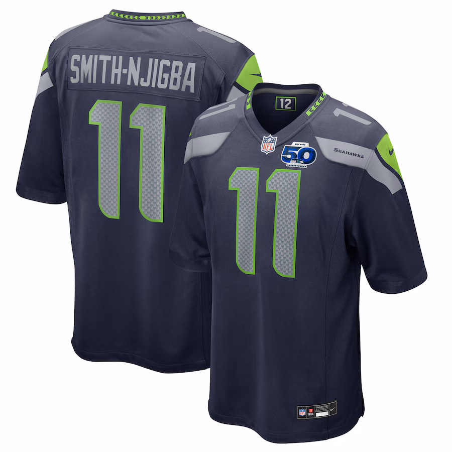 Men's Nike Jaxon Smith-Njigba College Navy Seattle Seahawks Team 50th Season Game Jersey