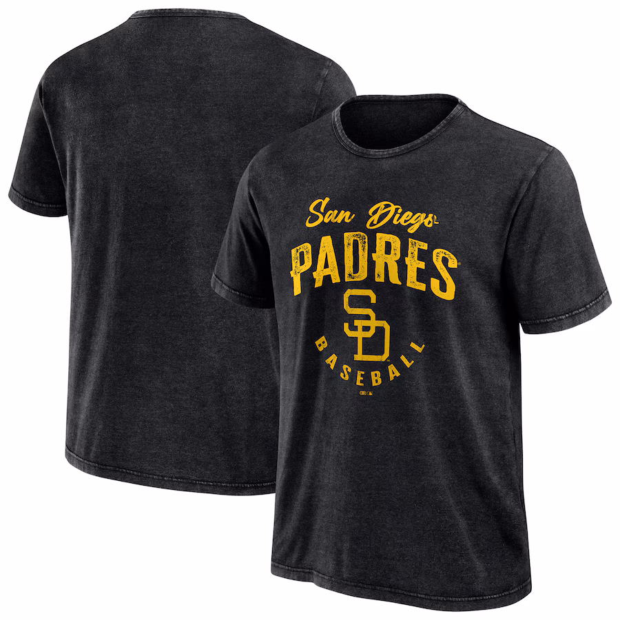Men's San Diego Padres Darius Rucker Collection by Fanatics Black Cooperstown Collection Washed T-Shirt - Ujersey