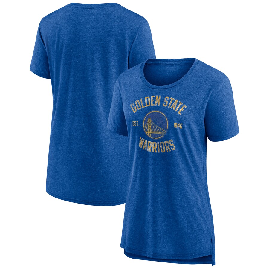 Women's Golden State Warriors Heather Royal Heritage Tri-Blend T-Shirt - Ujersey NFL Shop